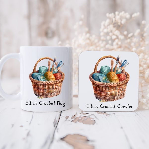 Personalised Crochet Mug and Coaster Set