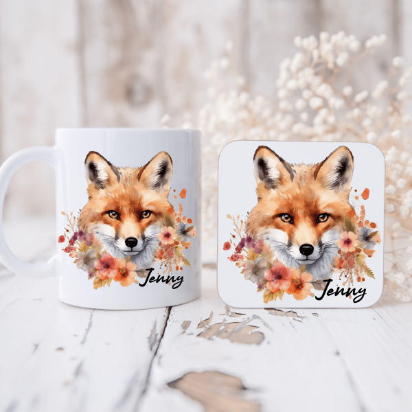 Personalised Fox Mug and Coaster Set
