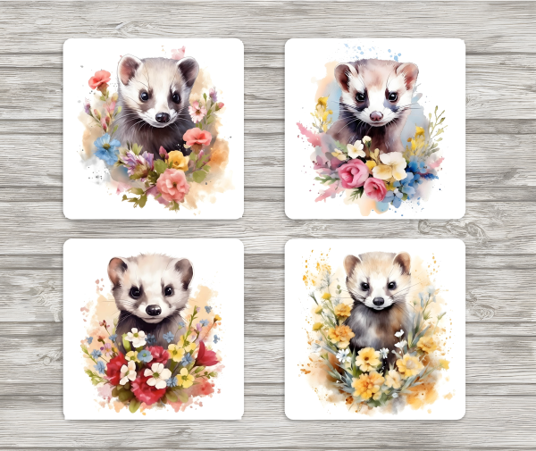 Set of Four Ferret Coasters