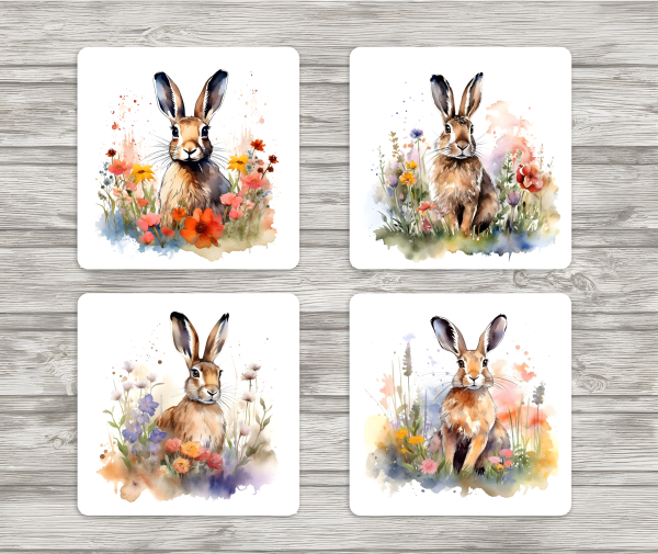 Set of Four Hare Coasters