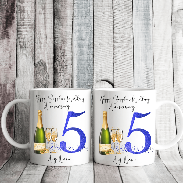 Personalised Sapphire Wedding Anniversary Mug Set