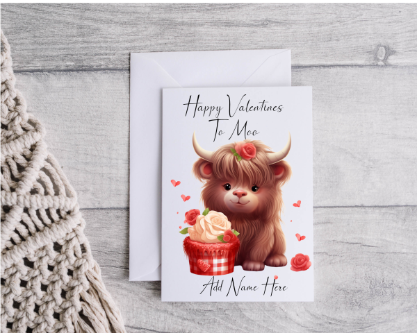 Personalised Highland Cow Valentine's Day Card