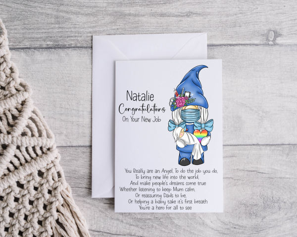 Personalised Midwife New Job Congratulations Card