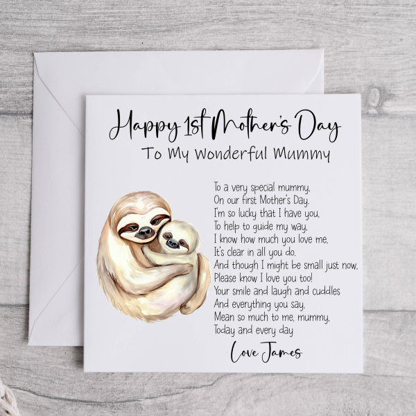 Sloth 1st Mother's Day Card 