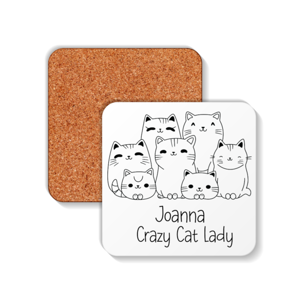 Personalised Crazy Cat Coaster