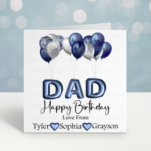 Personalised Dad Balloon Birthday Card