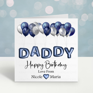 Personalised Daddy Balloon Birthday Card