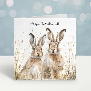 Spring Hares Birthday Card