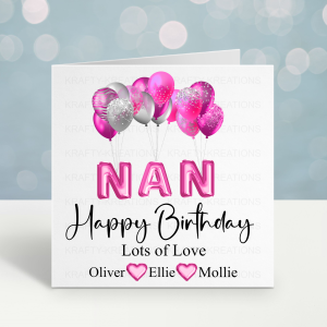Nan Balloon Birthday Card