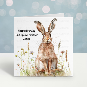 Spring Hare Birthday Card