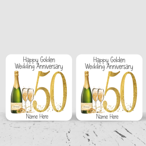 Personalised 50th Golden Anniversary Coaster Set