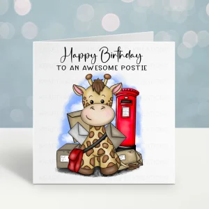Giraffe Postie Birthday Card