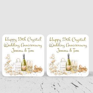 15th Wedding Anniversary Coaster Set
