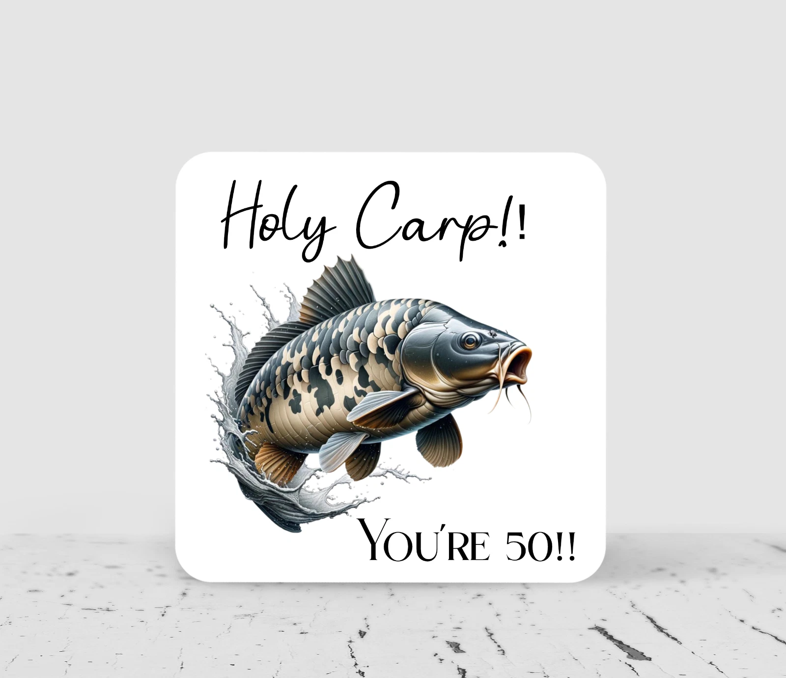 Holy Carp Birthday Coaster