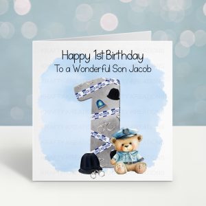 Police Teddy Birthday Card