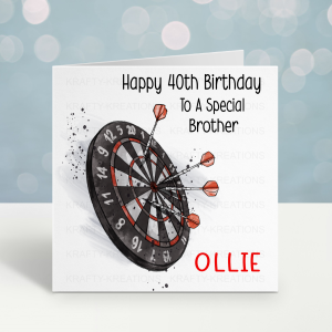 darts themed birthday card