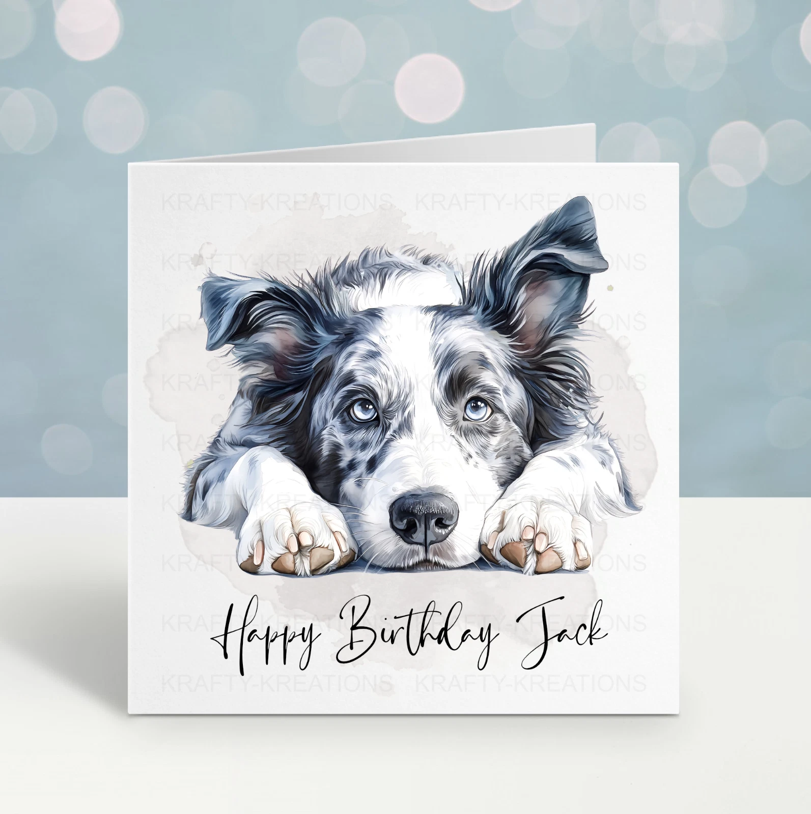 Personalised Border Collie Birthday Card