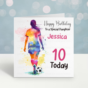 Personalised Girl Footballer Birthday Card