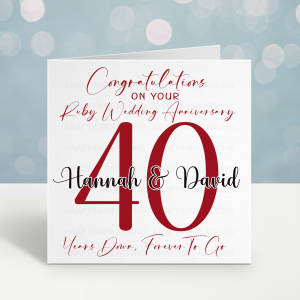 Personalised Ruby Wedding Anniversary Card