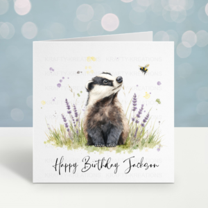 Personalised Badger Birthday Card