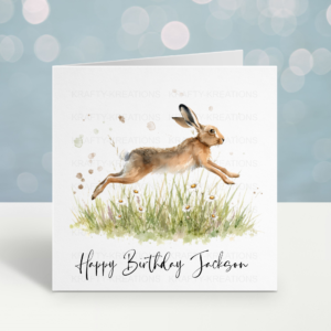 Personalised Hare Birthday Card