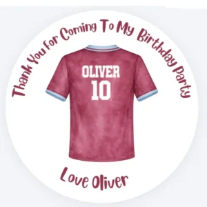 Personalised Football Shirt Birthday Party Stickers