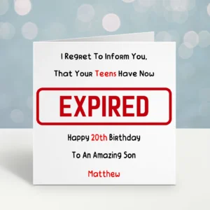 Personalised 20th Birthday Card