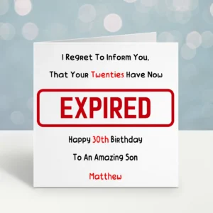 Personalised 30th Birthday Card