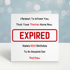 Personalised 40th Birthday Card