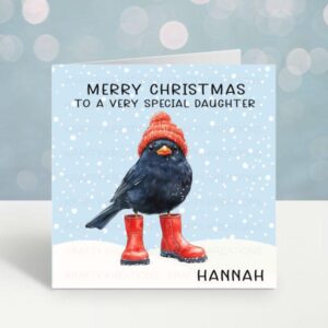 Personalised Blackbird Christmas Card