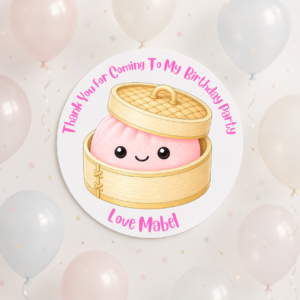 Personalised Dumpling Birthday Party Stickers