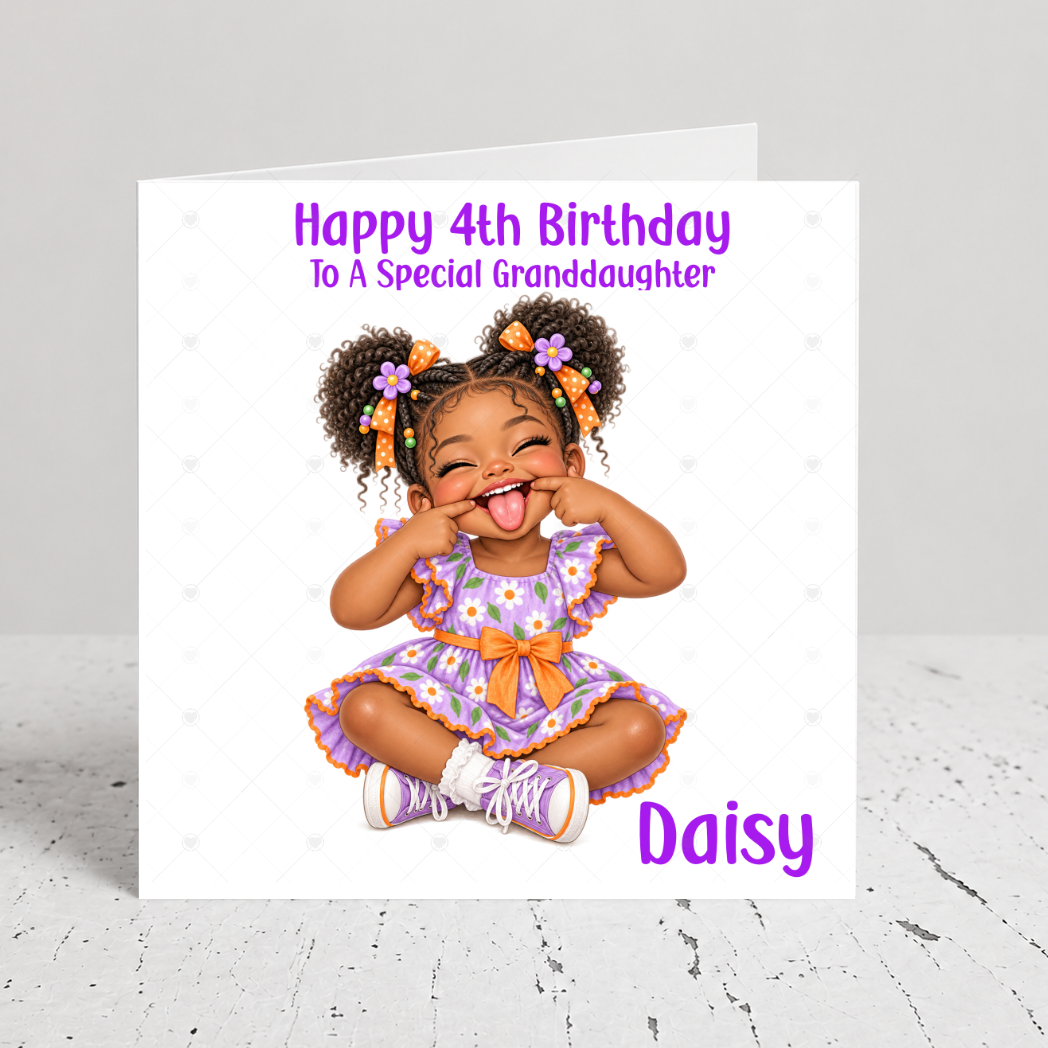 Personalised Girls Birthday Card – Tongue Out Girl