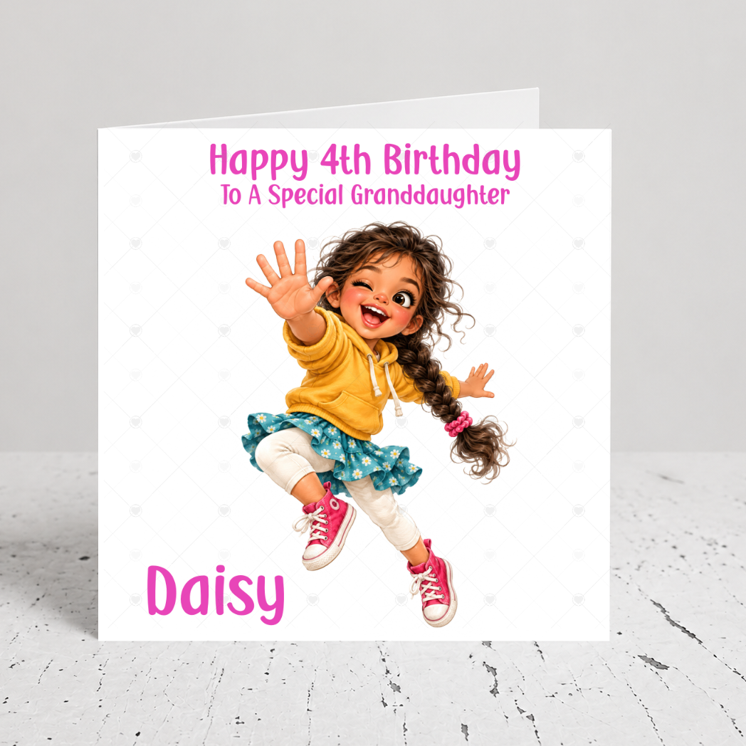 Personalised Girls Birthday Card – Jumping Girl