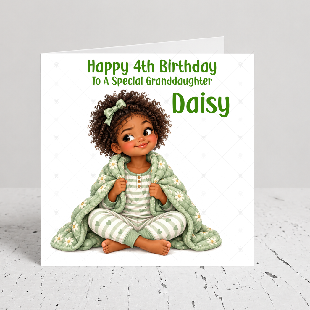 Personalised Girls Birthday Card – Cosy Girl