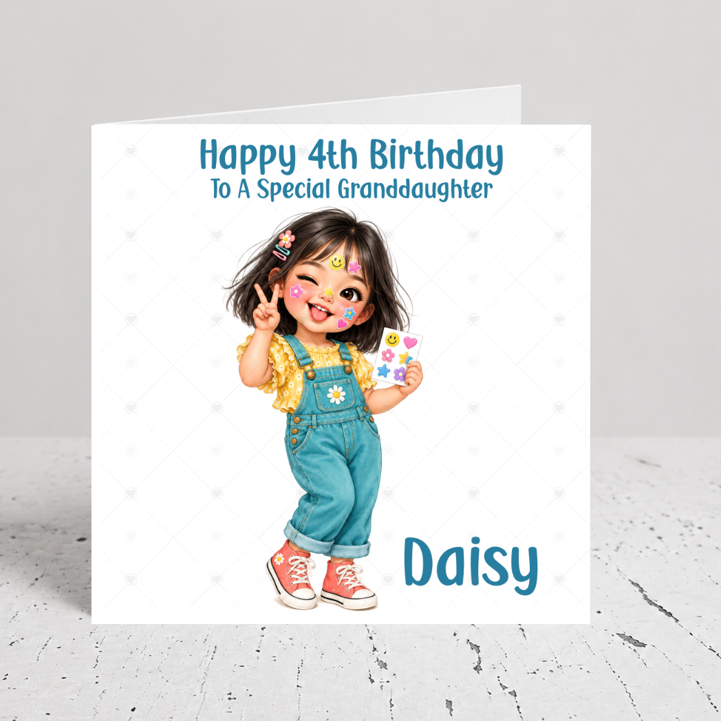 Personalised Girls Birthday Card – Sticker Girl