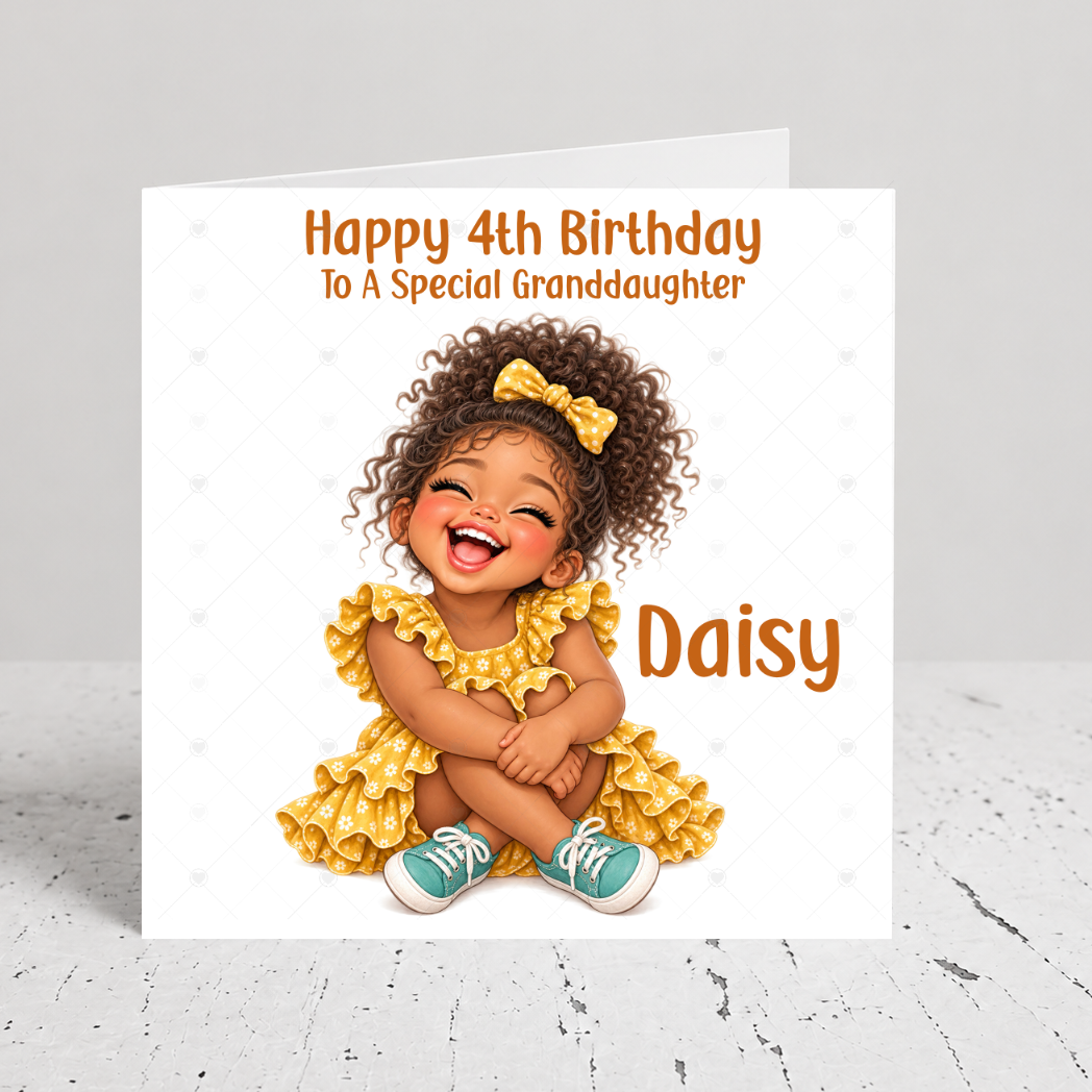 Personalised Girls Birthday Card – Cute Curly Hair Girl