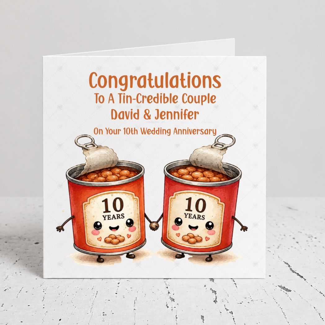 Personalised 10th Wedding Anniversary Card