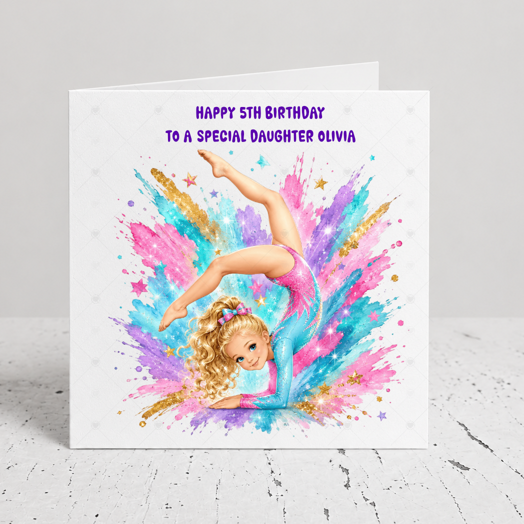 Personalised Gymnastics Birthday Card | Floor Pose