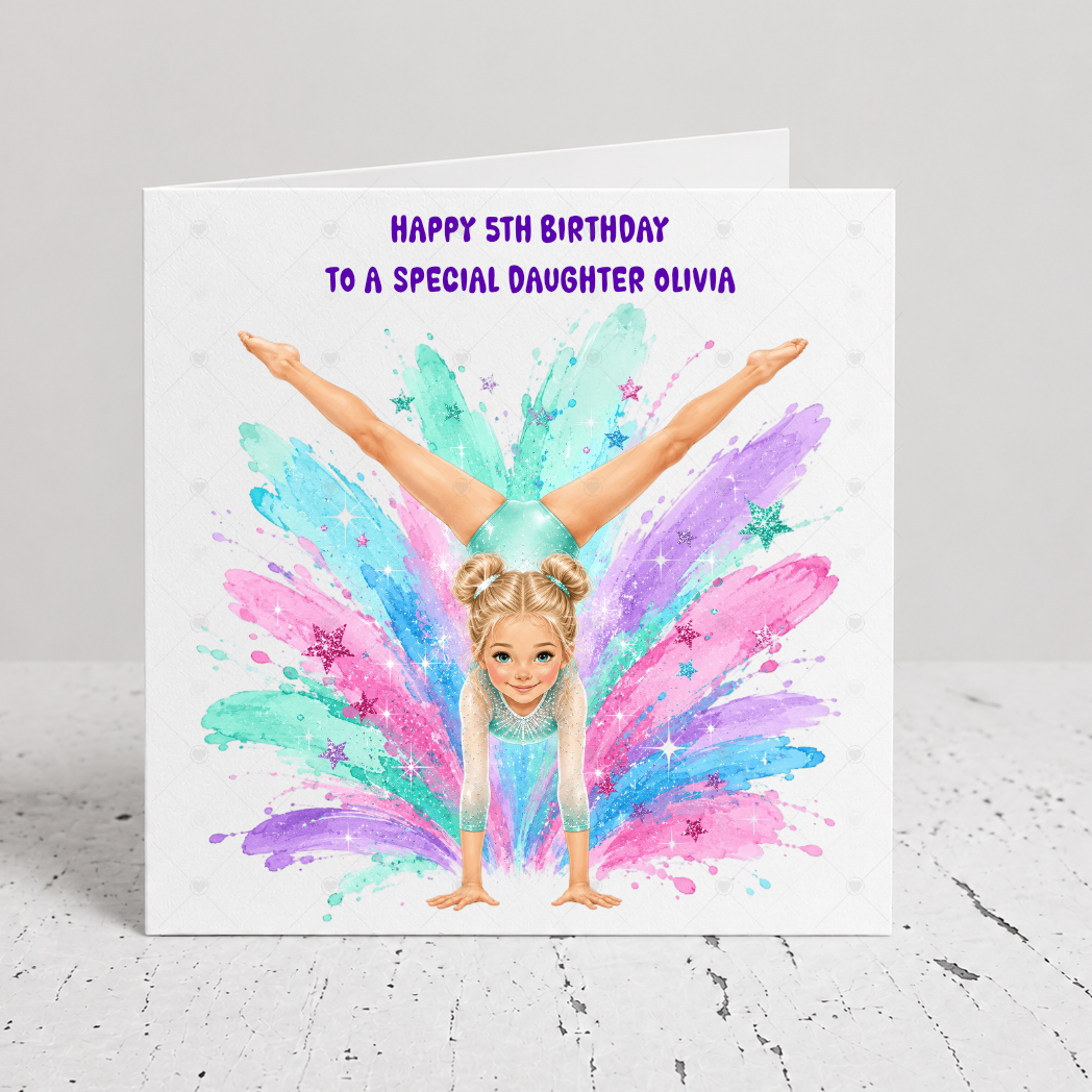 Personalised Gymnastics Birthday Card | Handstand Splits
