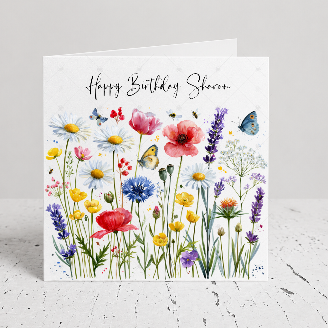 Personalised Wildflower Birthday Card