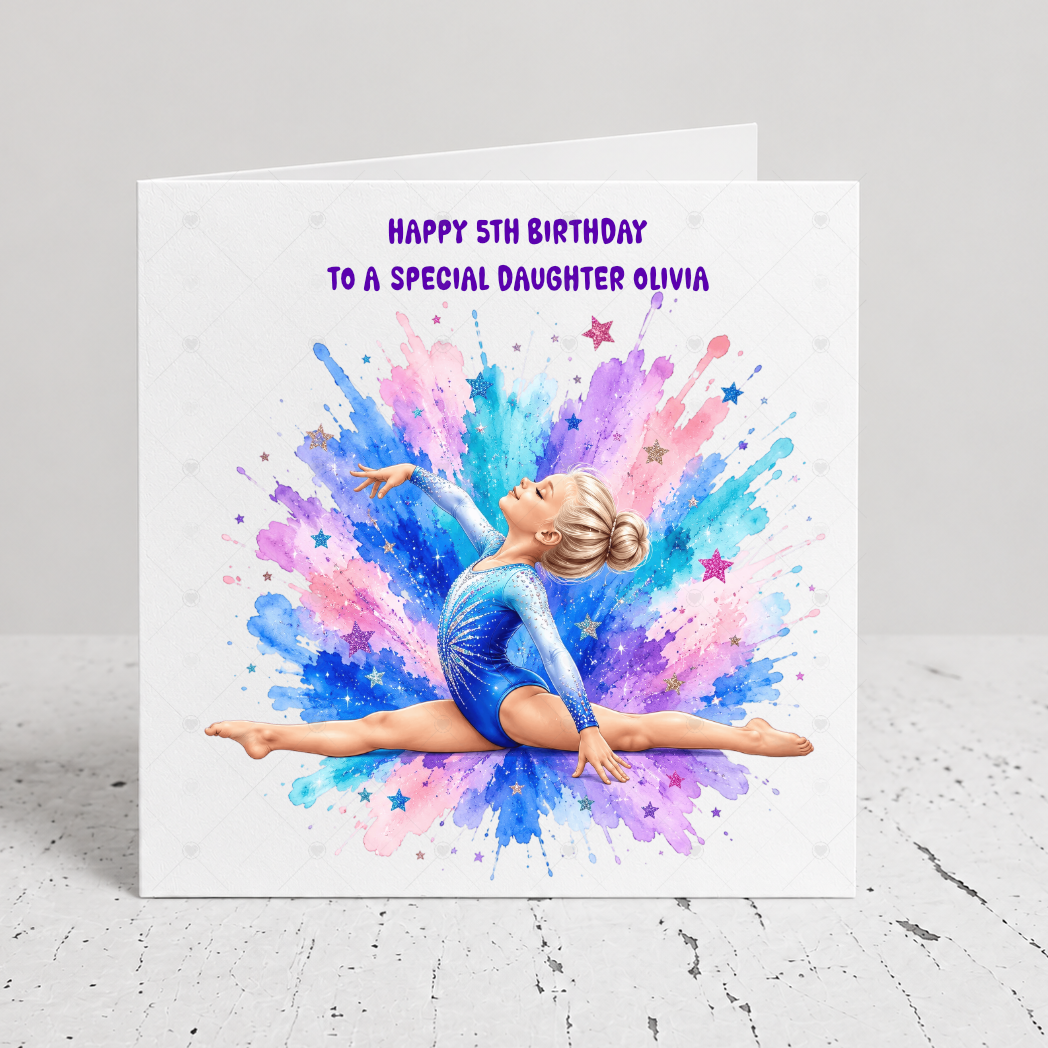 Personalised Gymnastics Birthday Card | Splits