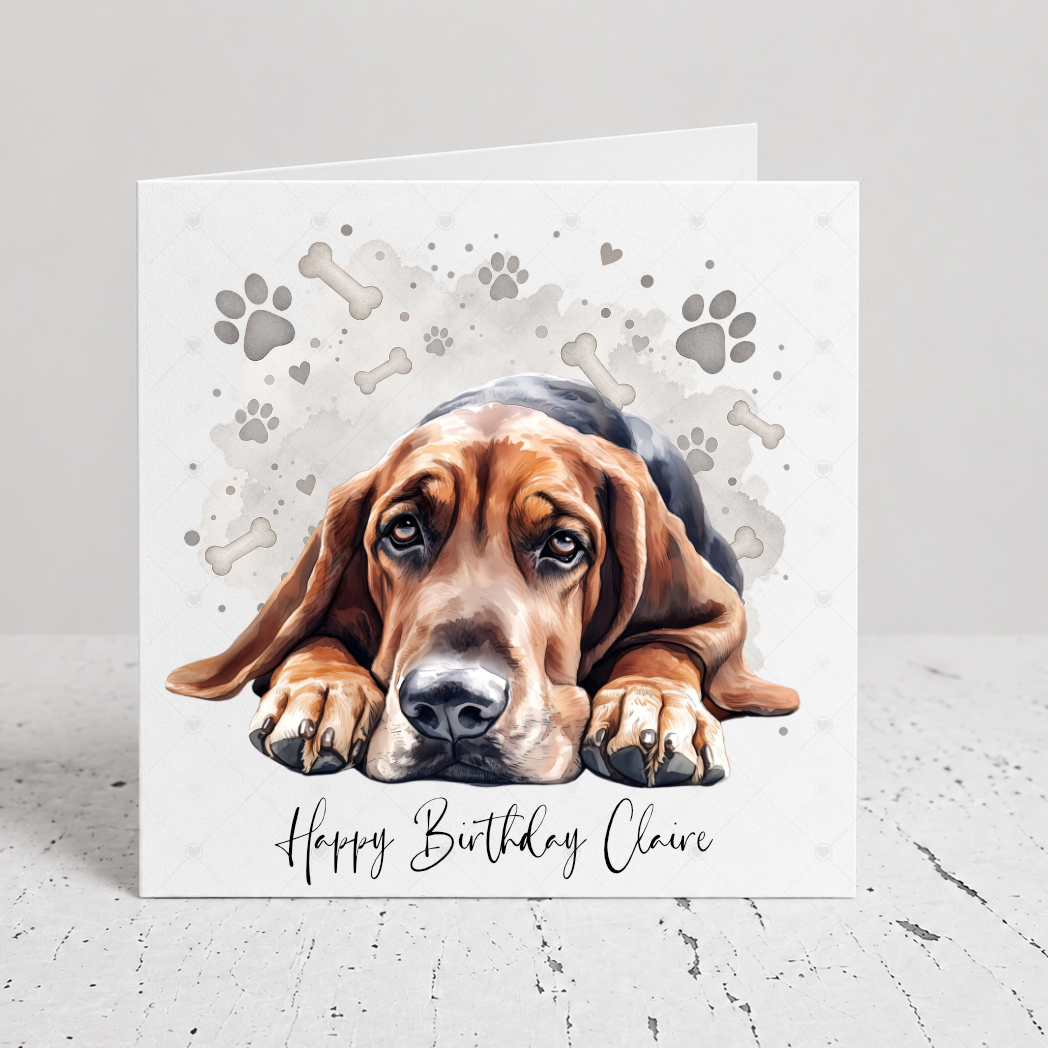 Personalised Bloodhound Birthday Card
