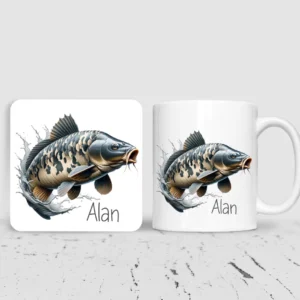 Personalised Carp Fishing Mug & Coaster Set