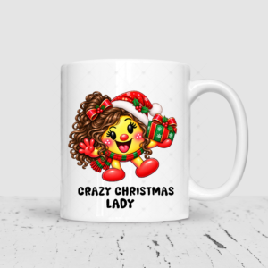 Crazy Christmas Lady Mug – Funny Festive Gift for Her