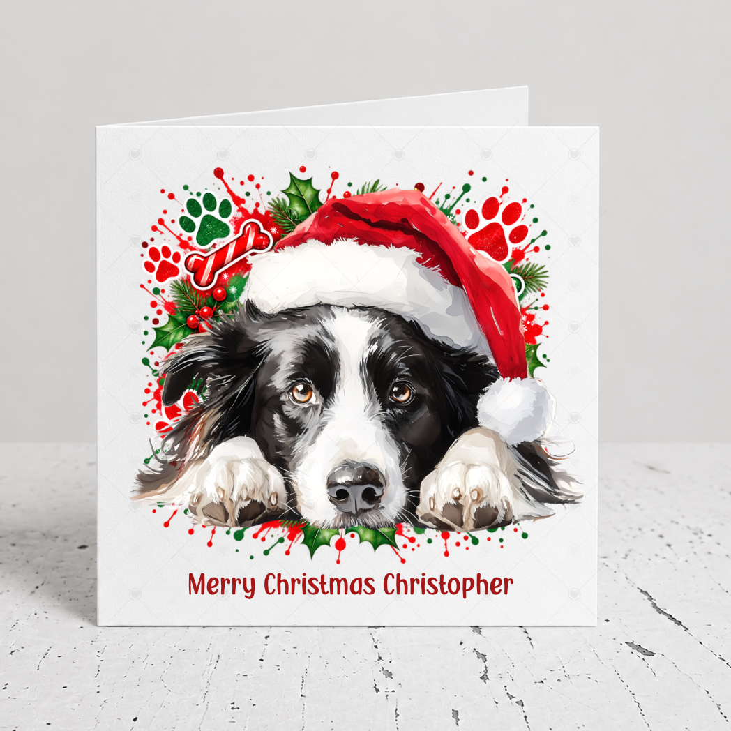 Personalised Border Collie Christmas Card
