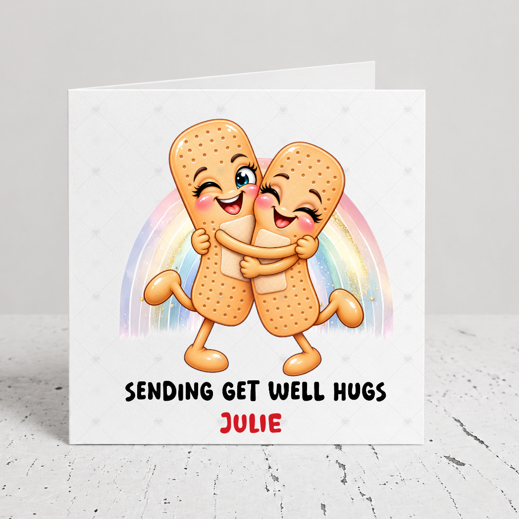 Personalised Get Well Soon Hugs Card