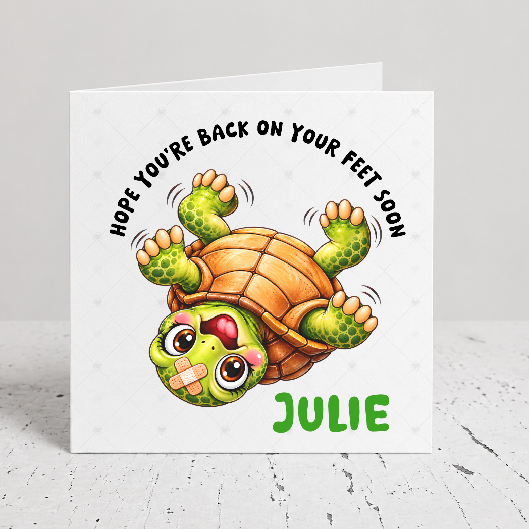 Personalised Turtle Get Well Soon Card