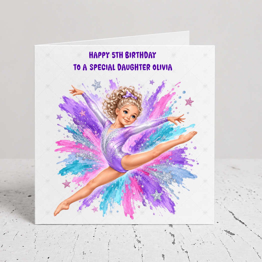 Personalised Gymnastics Birthday Card | Split Leap