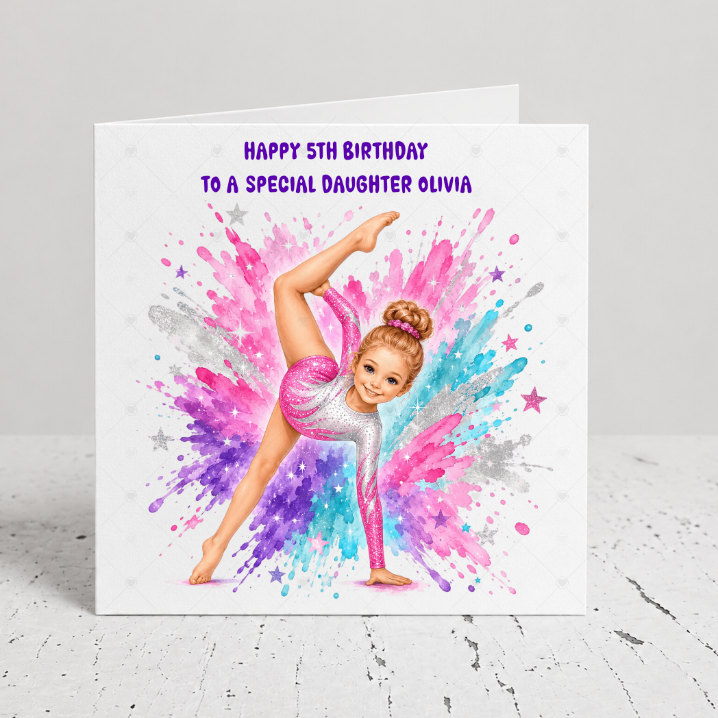 Personalised Gymnastics Birthday Card | Standing Split