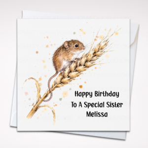 Personalised Harvest Mouse Birthday Card